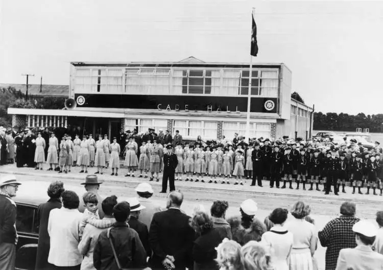 Opening ceremony, Cadet Hall, Papatoetoe, 1958