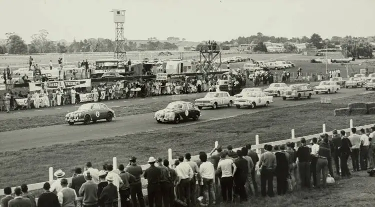 Saloon car race, Pukekohe, 1960s