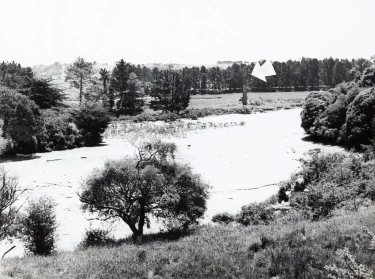 Brickworks chimney, Whitford, 1970.