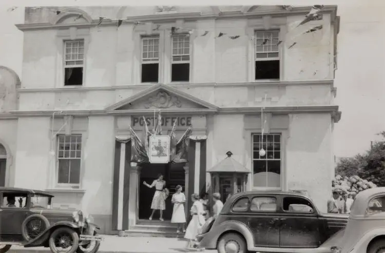 Decorated post office, Pukekohe, 1953