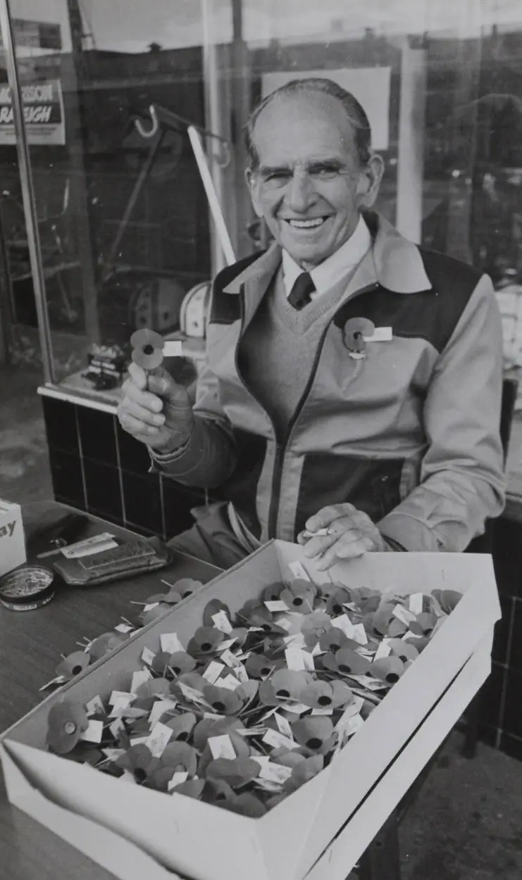 Jack Wills on Poppy Day, Ōtāhuhu, 1981