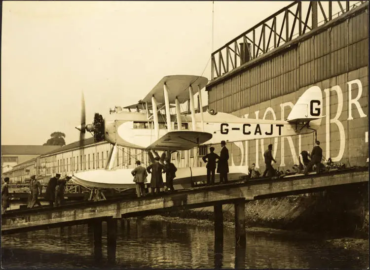DH.61 Giant Moth seaplane on the slipway prior to launching.