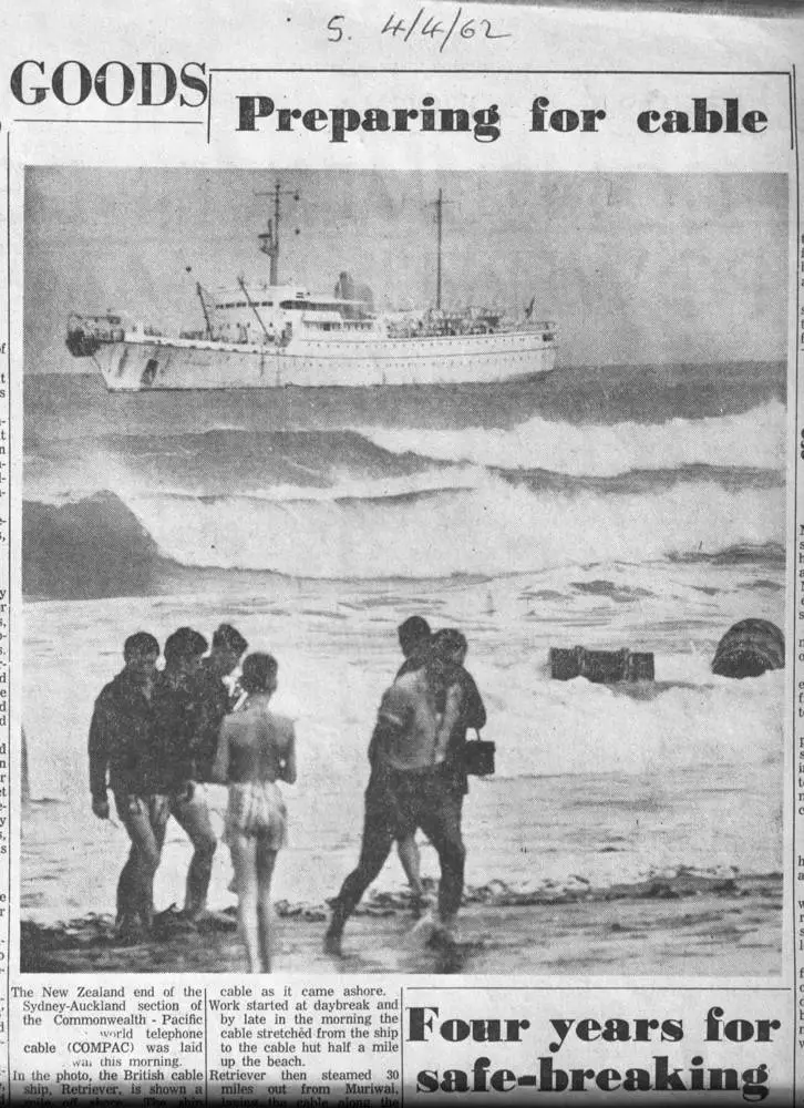 Cable ship 'Retriever' off Muriwai coast.