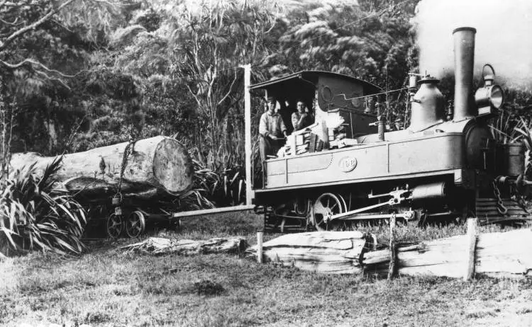 Engine A196 hauling a log.