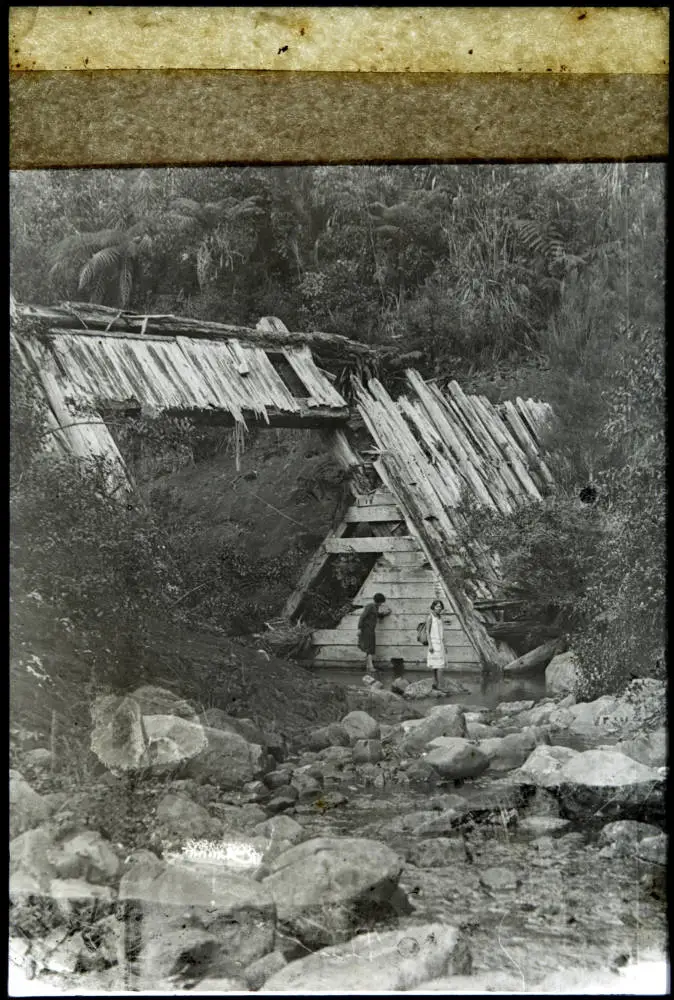 Black Rock Dam remains on Piha Stream, Waitakere Ranges.