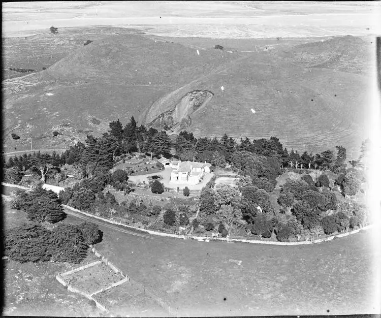 Aerial view of Puketutu Island, ca 1931.