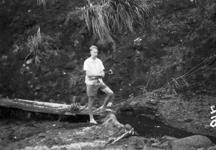Start of flume above the falls on Company Creek.