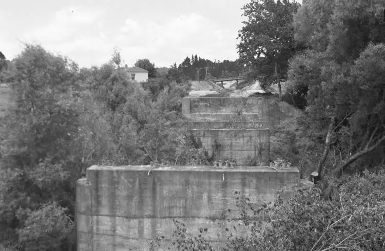 Railway bridge foundation piers near Sunnyvale Railway Station.