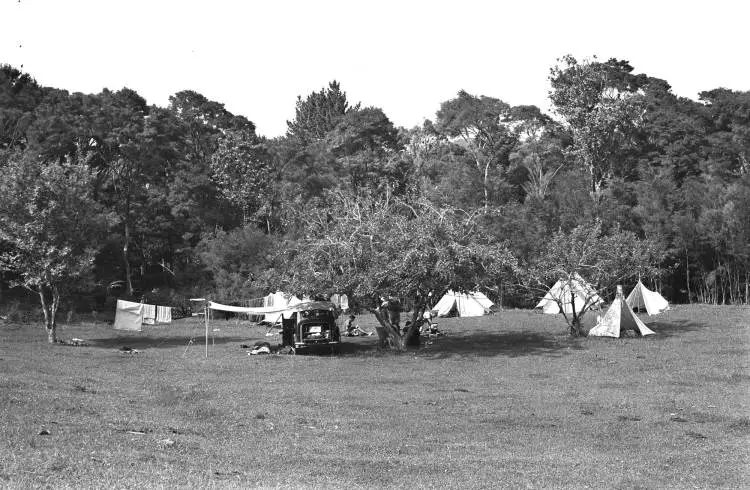 Auckland Tramping Club camp in Henderson Valley.