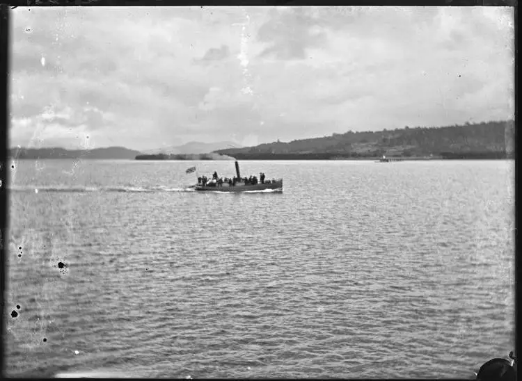 A boat travelling between Kohukohu and Ivydale on the Hokianga Harbour