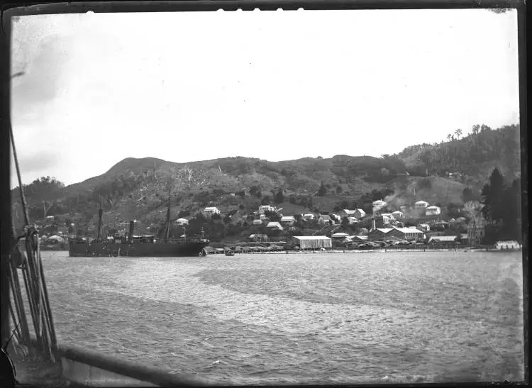 The ship 'Ihumata' at the wharf at Kohukohu