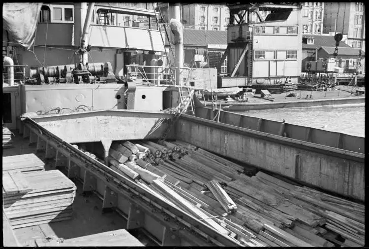 The Kopua loaded with timber posts