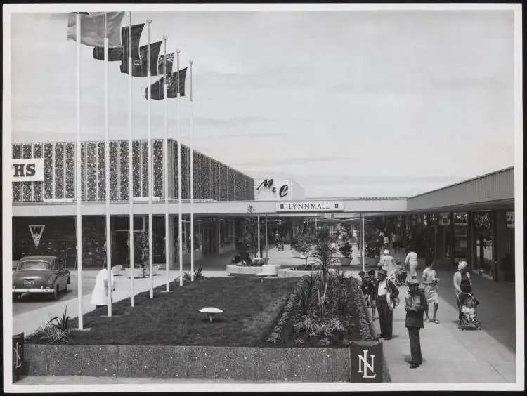 View of LynnMall shopping centre, New Lynn, 1963