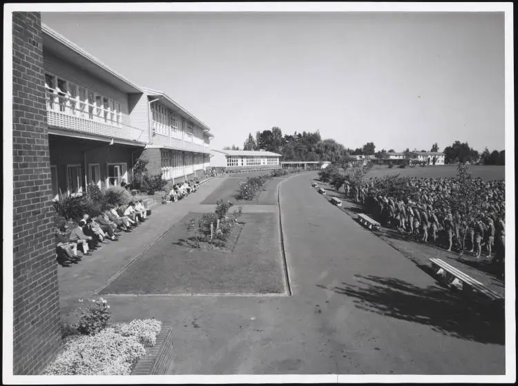 Outdoor assembly, Hamilton Boys' High School, 1969