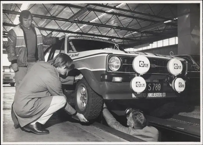 WOF for rally car, Glen Innes, 1978