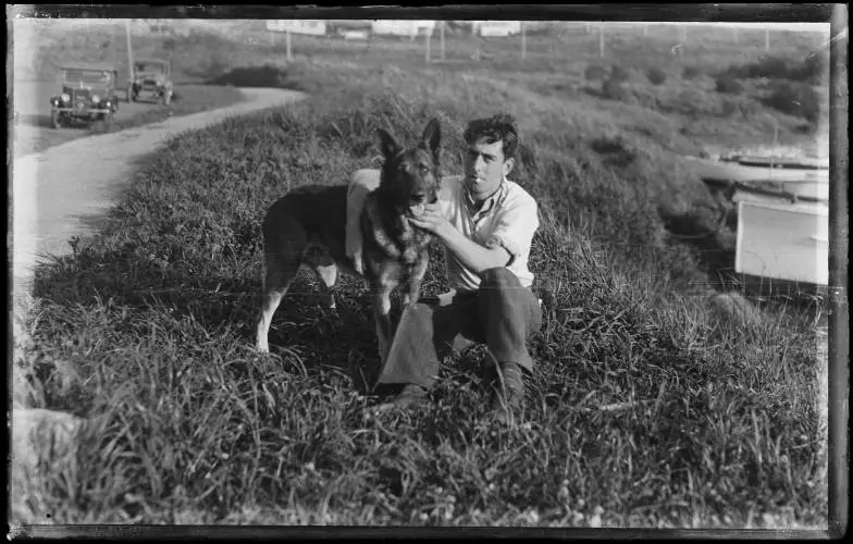 Man with Alsatian dog