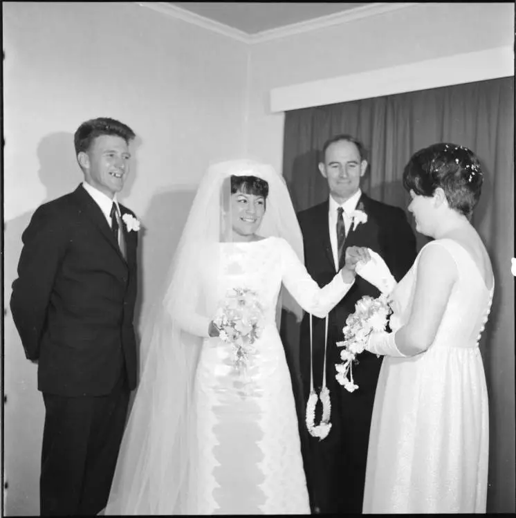 Wedding portraits of Horace Spargo and Joan Copeland, 1968