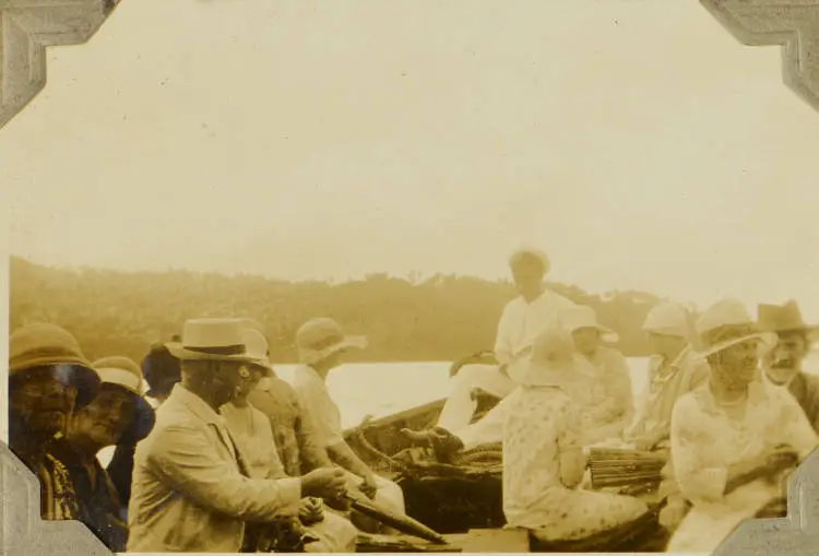 Boat en route to Swallows Cave, Kapa Island, 1928