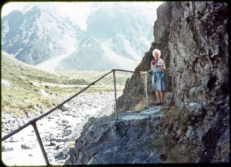 Alethea Rowntree on Mount Cook, 1971