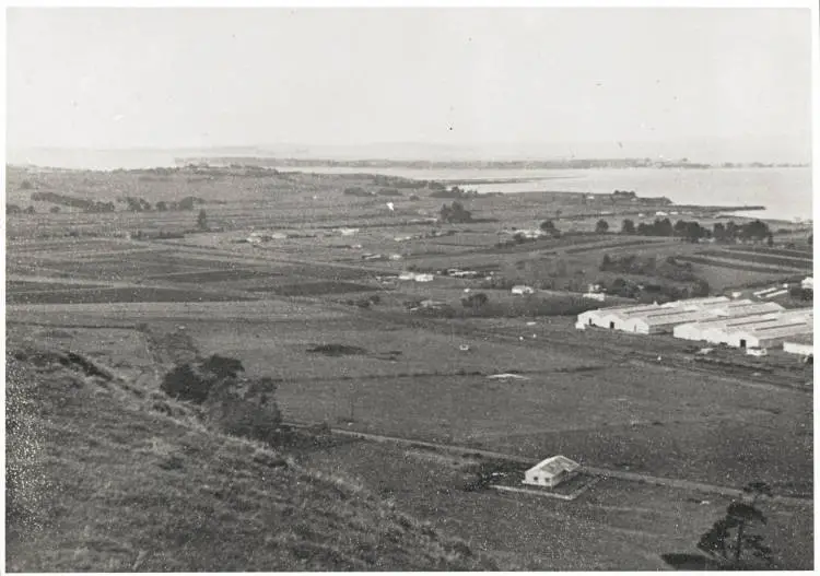 Camp Bunn from Mount Wellington, 1940s