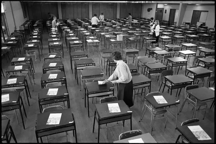 Exam room, Penrose High School, 1989