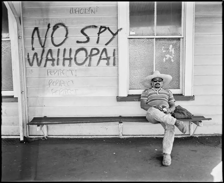 Waiting for a train at Penrose Railway Station, 1989