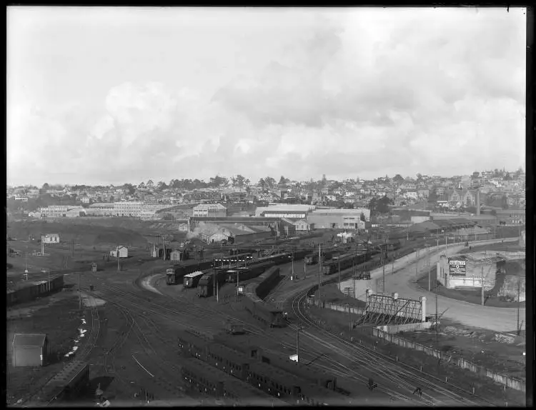 Mechanics Bay railway yards, Parnell, 1921