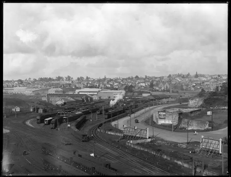 Mechanics Bay railway yards, Parnell, 1921