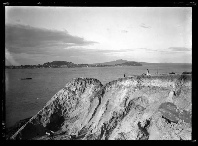 Campbells Point being quarried away, 1919