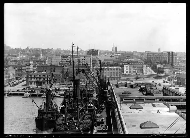 Auckland City viewed from the waterfront, 1927