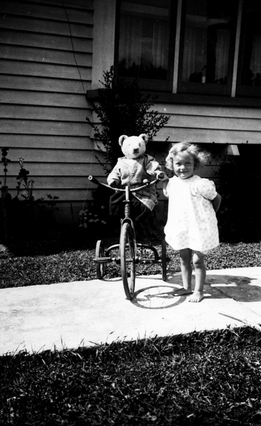 Melva Palmer with teddy bear