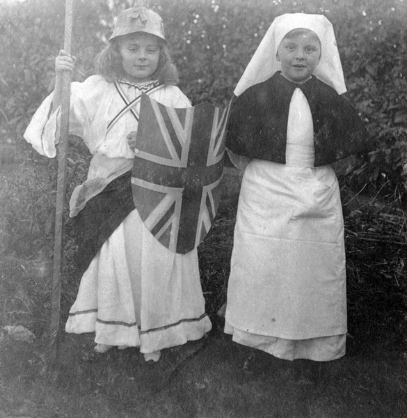 Nan Welch and Dulcie Howard in costume for Peace Day : Photograph