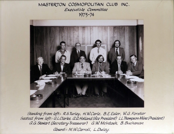 Masterton Cosmopolitan Club Inc Executive Committee 1973-74: Photograph