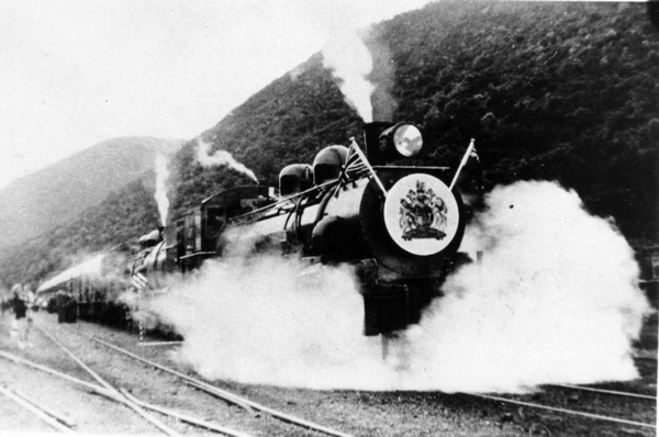 The Royal train arriving at Cross Creek