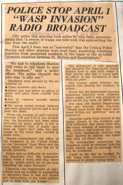 1ZB Radio Station Wasp Hoax, 1949