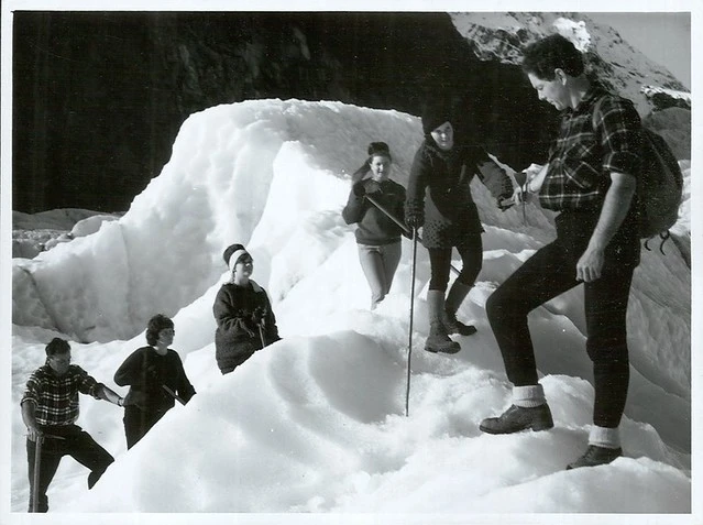 Tourists climbing Fox Glacier 1966