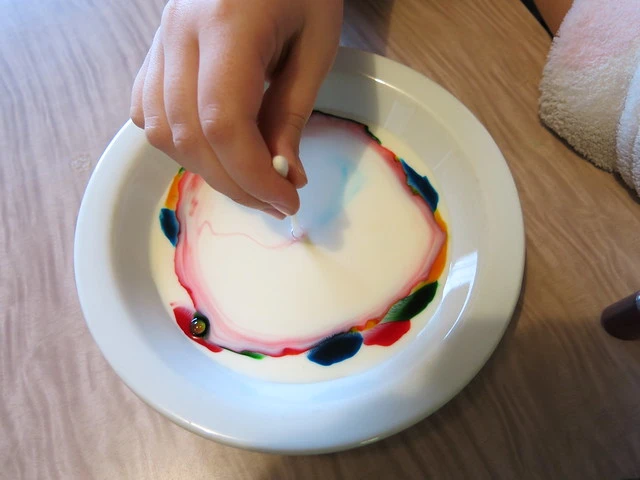 Marbled milk experiment from The Kitchen Science Cookbook