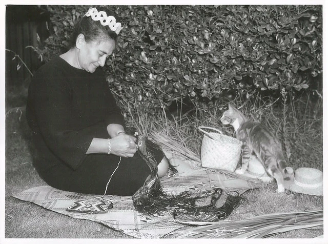 Mrs. Witerina Harris taniko weaving, 1965