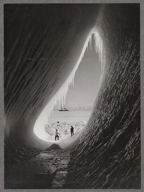 Grotto in an iceberg, photographed during the British Antarctic Expedition of 1911-1913, 5 Jan 1911