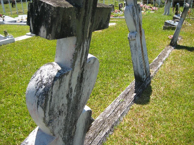 Wooden grave markers