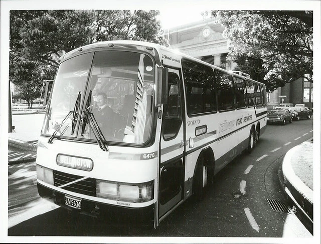 Road Services coach leaving the Wellington Railway Station