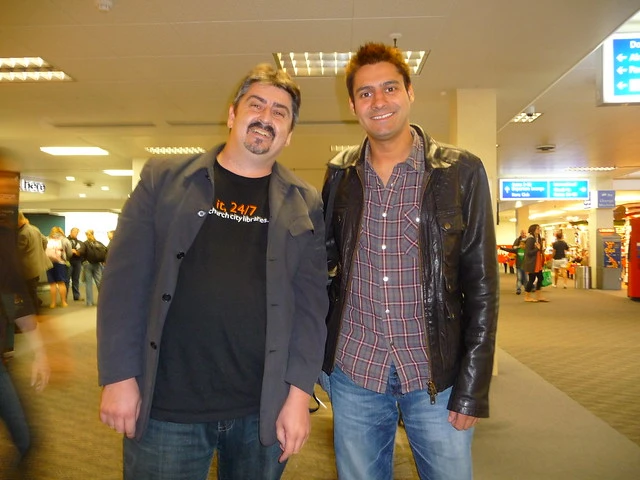 Richard Liddicoat with comedian Danny Bhoy.