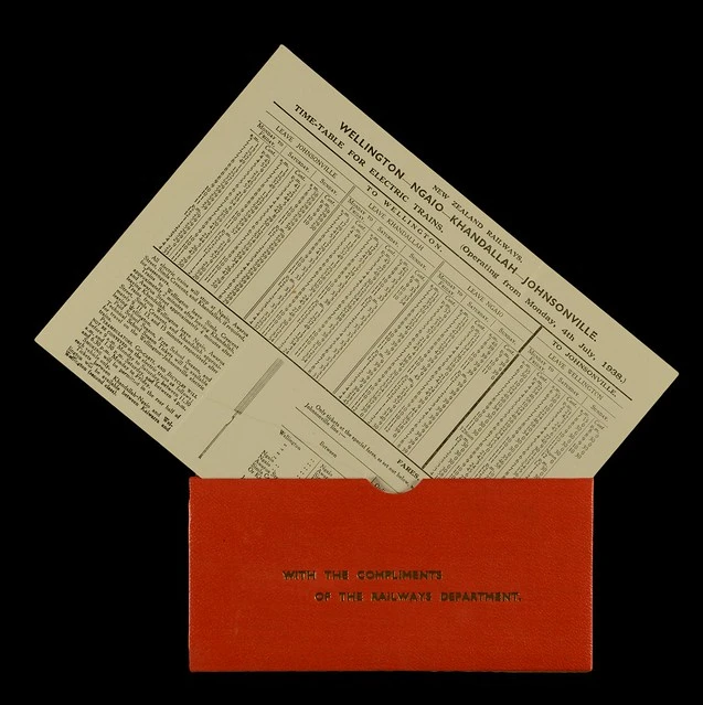Wellington - Ngaio - Khandallah - Johnsonville Train Timetable 1938