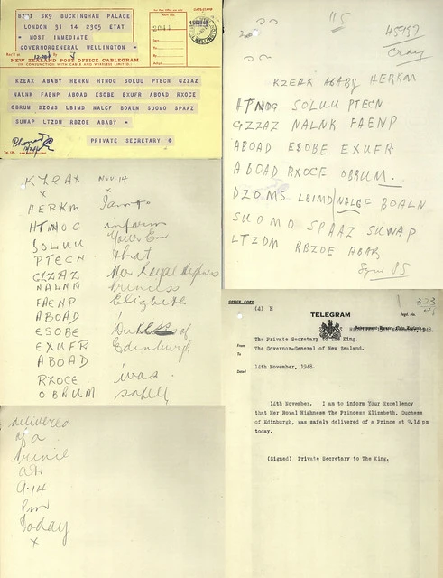 Telegram Announcing the Birth of Prince Charles, 1948