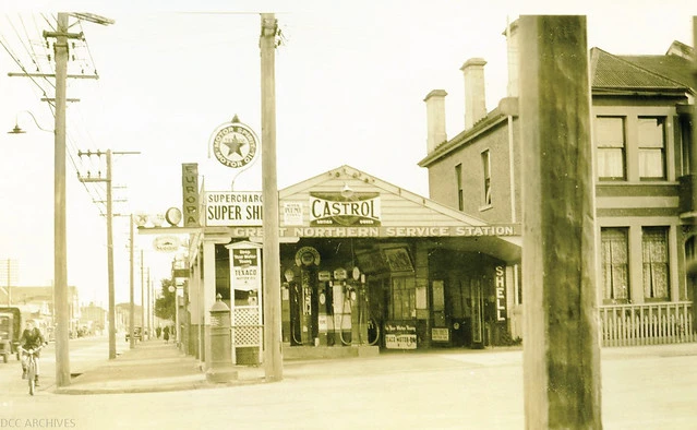 Great Northern Petrol Station, corner of Great King and Duke Streets, c1930s