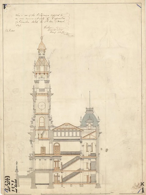 Municipal Chambers Plans - Elevations 1878