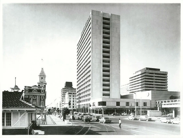 Quay Street is dominated by Air New Zealand House and downtown re-development project, Auckland.