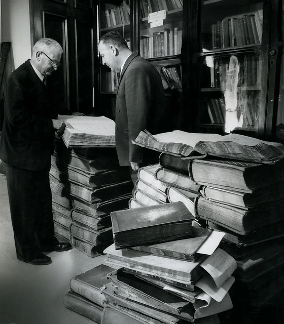 General Post Office: Old records before being despatched to Government Archives (1961)