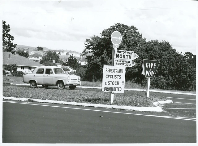 Road signs. Auckland Motorway