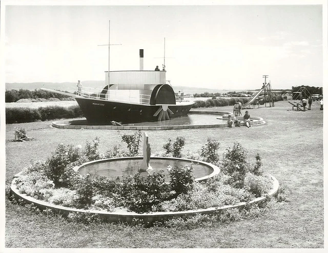 Children enjoying the facilities provided in Porritt Park play area. The Park was named after the Governor General Sir. Arthur Porritt. Thames